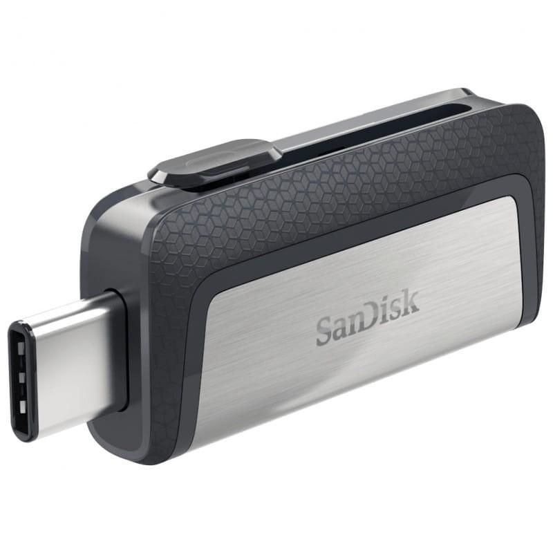 SanDisk Ultra Dual USB-C/USB 3.2 32 GB Negro/Plata - Pendrive USB - Lateral izquierdo