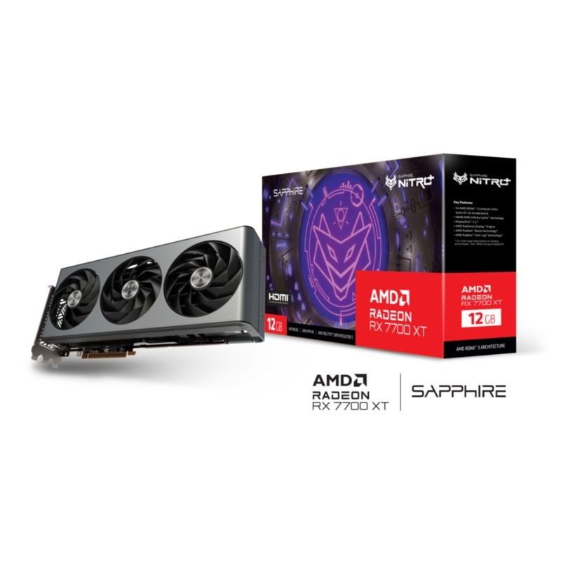 Carte graphique Sapphire NITRO+ Radeon RX 7700 XT AMD 12 GB GDDR6 avec PCI Express x16 4.0