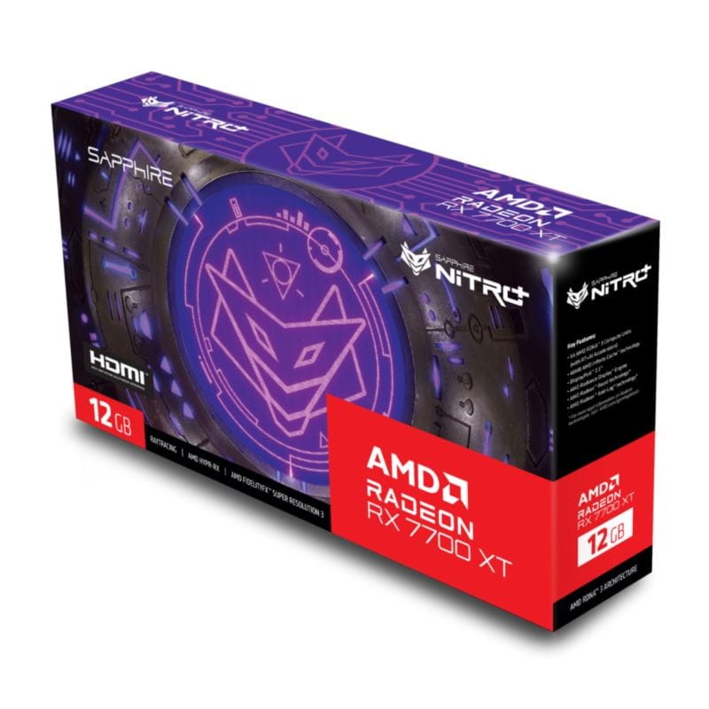 Boîte de la Carte graphique Sapphire NITRO+ Radeon RX 7700 XT AMD 12 GB GDDR6
