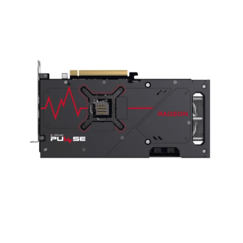 Vue arrière avant de la Carte Graphique Sapphire PULSE Radeon RX 7600 XT AMD 16 GB DDR6