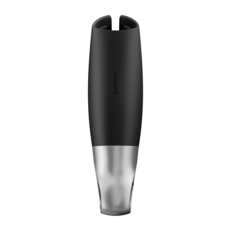 Vista frontal trasera del Satisfyer Black Silver