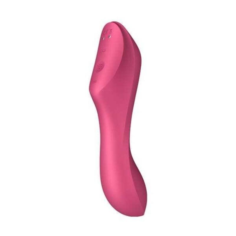 Vista frontal trasera del Satisfyer Curvy Trinity 3 Rojo - Succionador de clítoris
