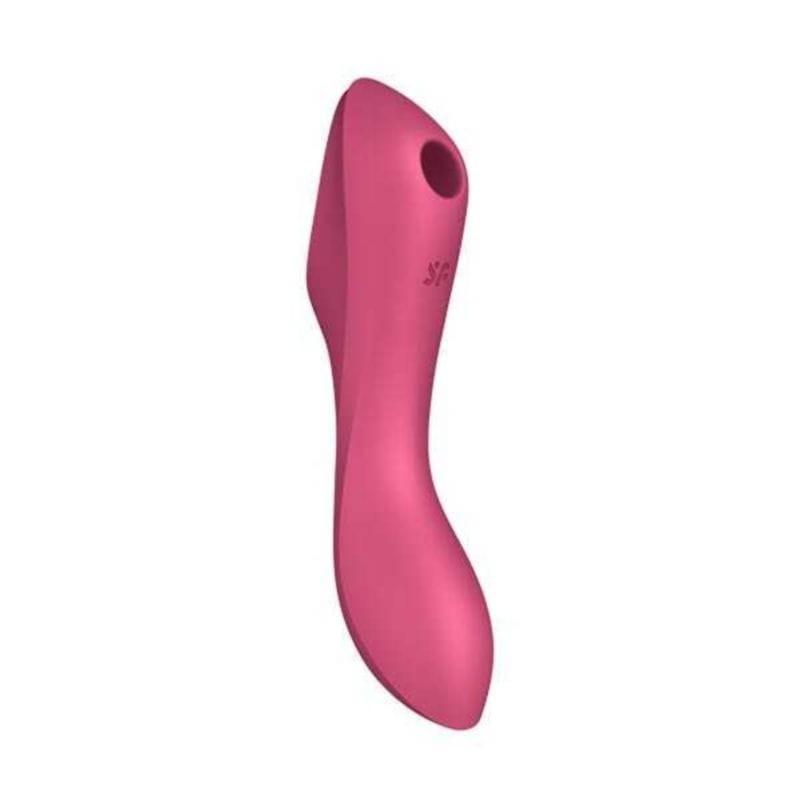 Vista lateral derecha del Satisfyer Curvy Trinity 3 Rojo - Succionador de clítoris