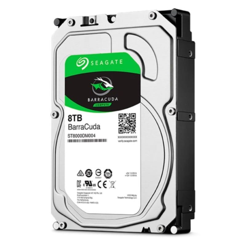 Perspective gauche du Disque dur Seagate BarraCuda Compute 8 TB SATA Vert/Noir