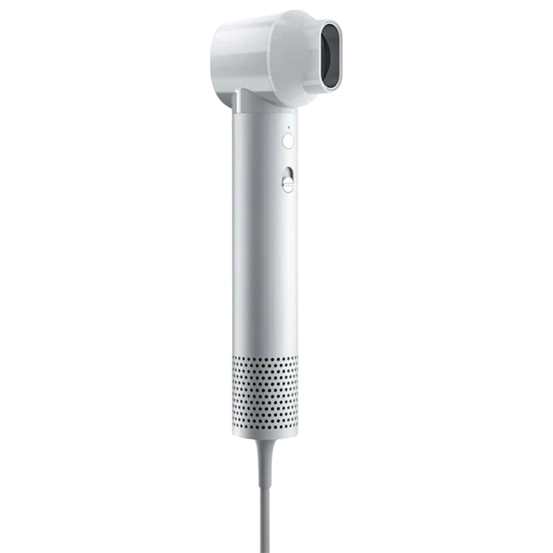 Roidmi A100 Argent Class B Refurbished, sèche-cheveux gris argenté au design cylindrique, grille d’aération perforée, bec concentrateur et cordon