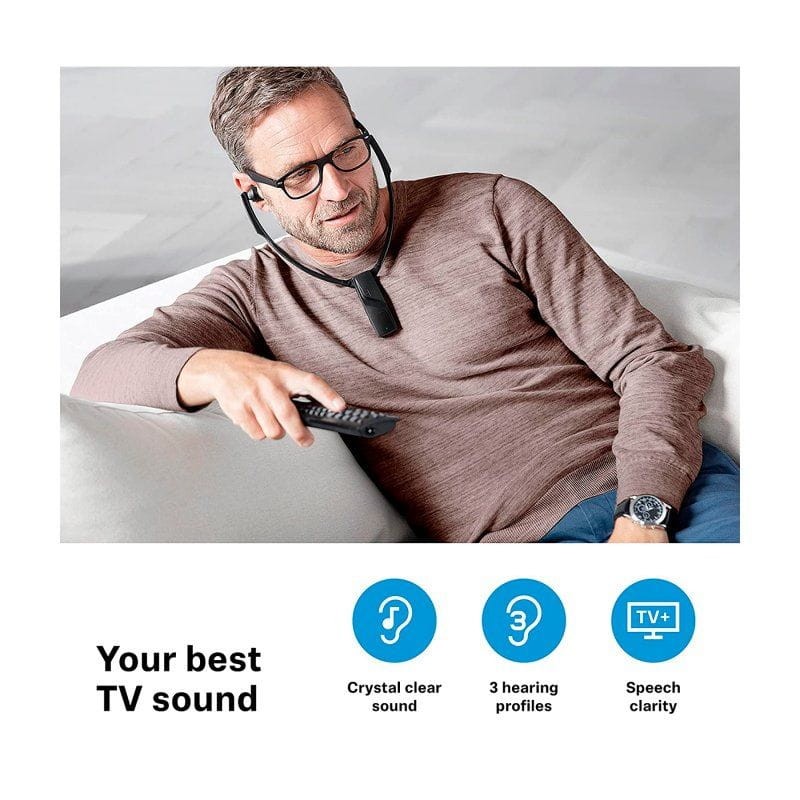 Sennheiser RS 5200 Volumen independiente 70 metros Negro - Auriculares de televisión imagen real colocados una persona