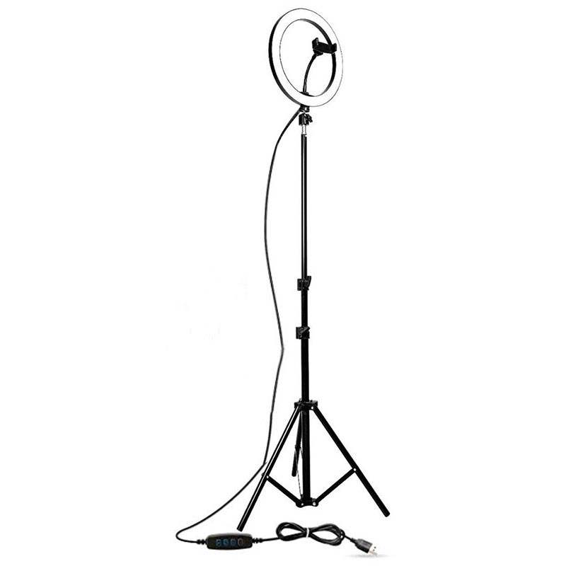 Set de Grabación Anillo LED Regulable 26cm + Trípode con Soporte Smartphone 210cm - Clase B Reacondicionado