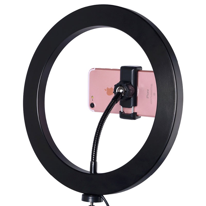 vista trasera del Set de Grabación Anillo LED Regulable 26cm + Trípode con Soporte Smartphone 210cm