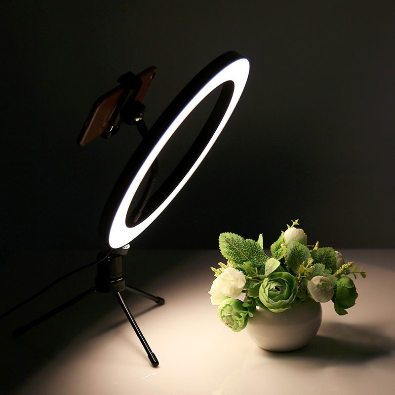 luz cálida+fría del Set de Grabación Anillo LED Regulable 26cm + Trípode con Soporte Smartphone 210cm