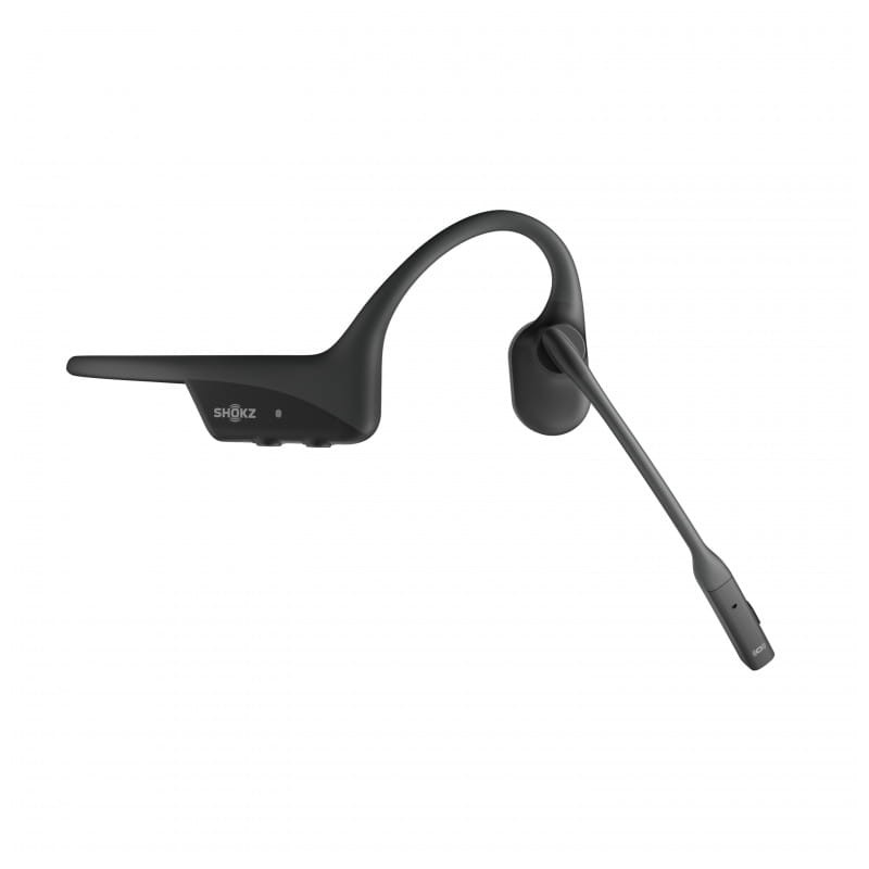 SHOKZ OpenComm 2 UC Negro - Auriculares conducción ósea imagen lateral imagen de perfil