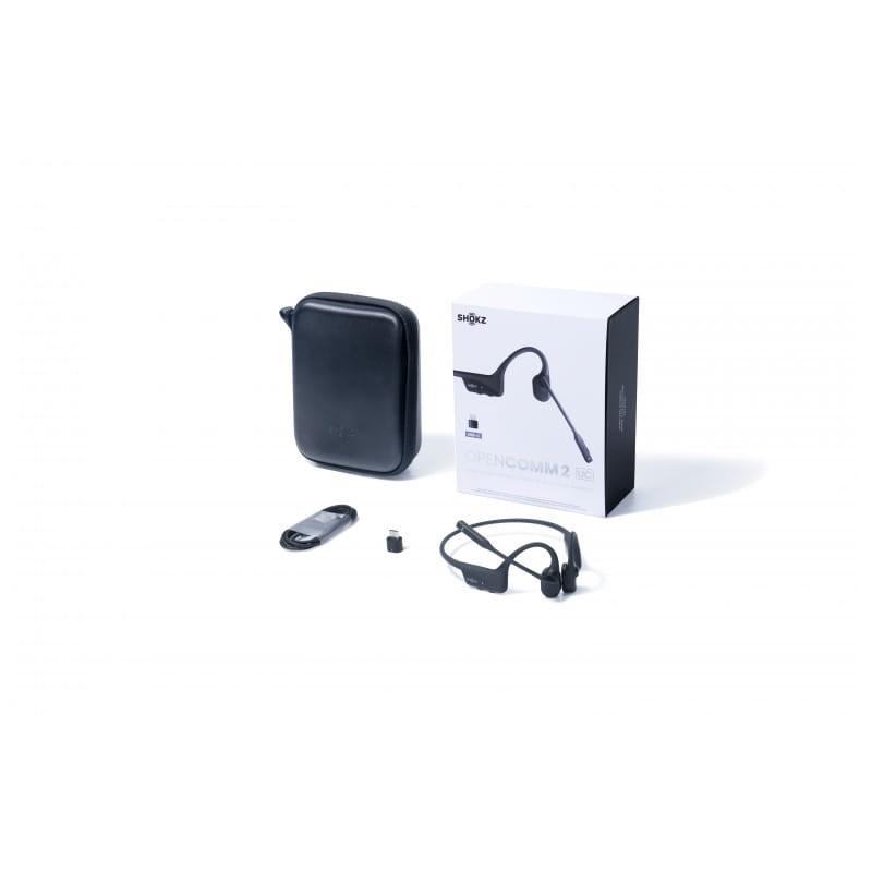 SHOKZ OpenComm 2 UC  Negro - Auriculares conducción ósea imagen contenido de la caja