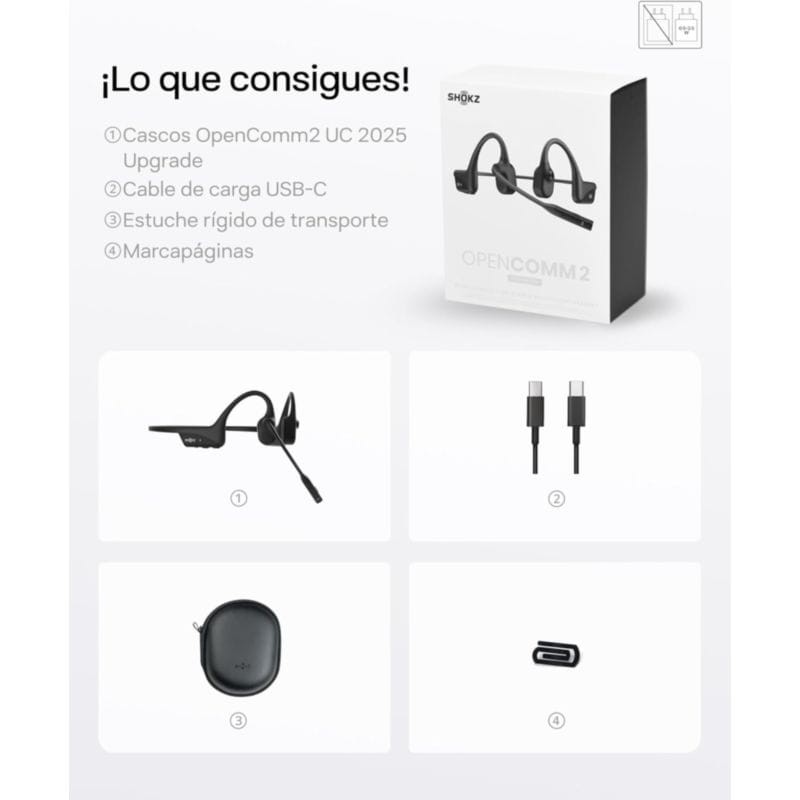 Contenu de la boîte du Shokz OpenComm 2
