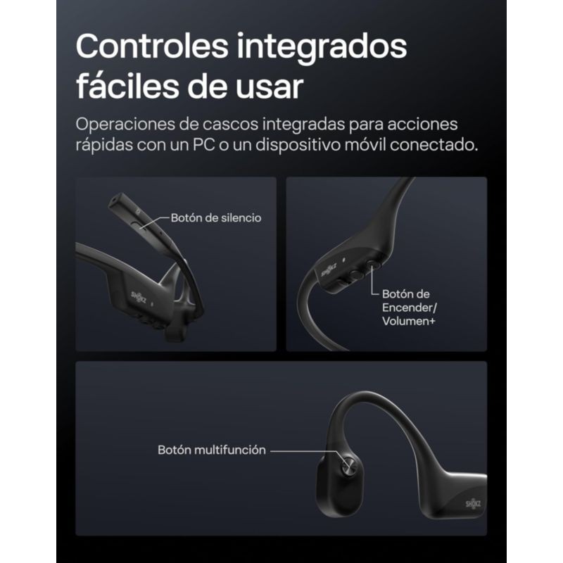 Shokz OpenComm 2 UC USB-A Negro de Conducción Ósea con control táctil