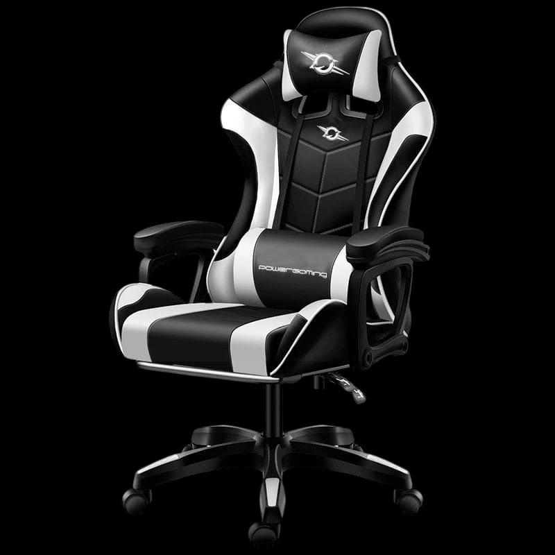 Chaise Gaming PowerGaming avec Haut-parleur Bluetooth et Massage Blanc