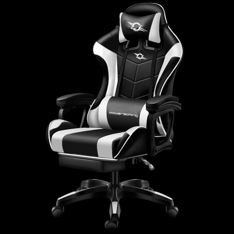 Silla Gaming PowerGaming Negro/Blanco con Reposapiés