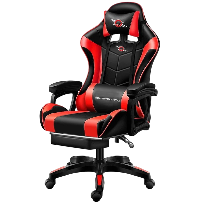 Silla Gaming PowerGaming Negro/Rojo con Reposapiés