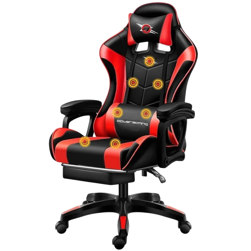 Silla Gaming PowerGaming Masaje 7 puntos Rojo/Negro Reposapiés