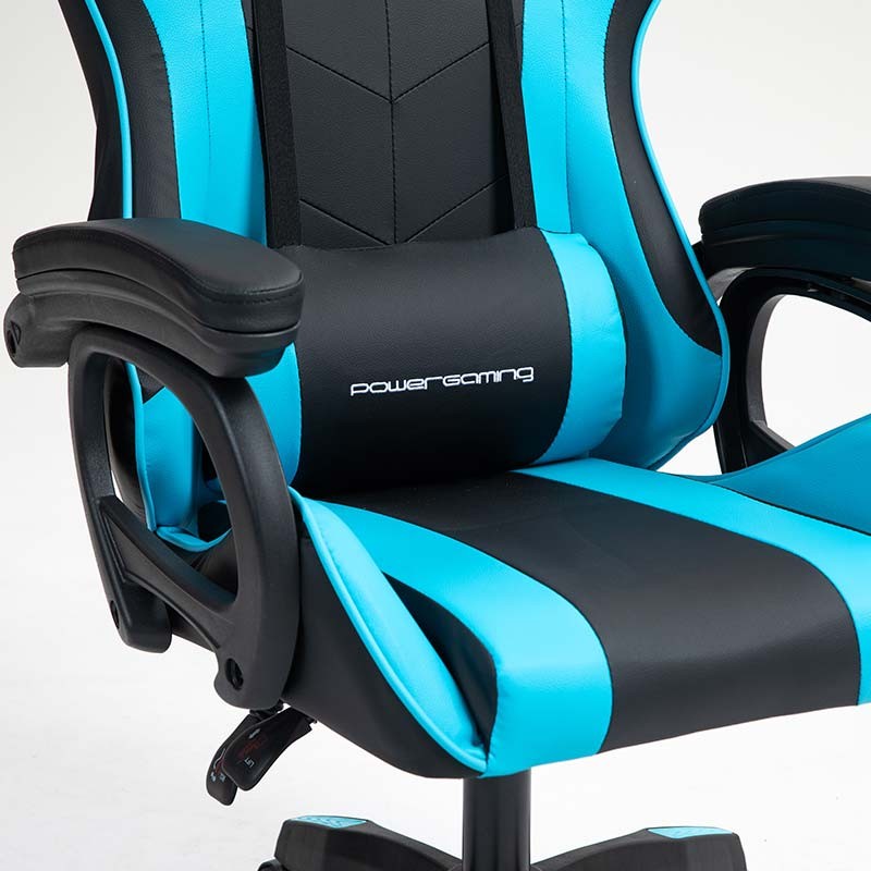 cojín lumbar de la Silla Gaming PowerGaming con Altavoz Bluetooth y Masaje Negro+Azul