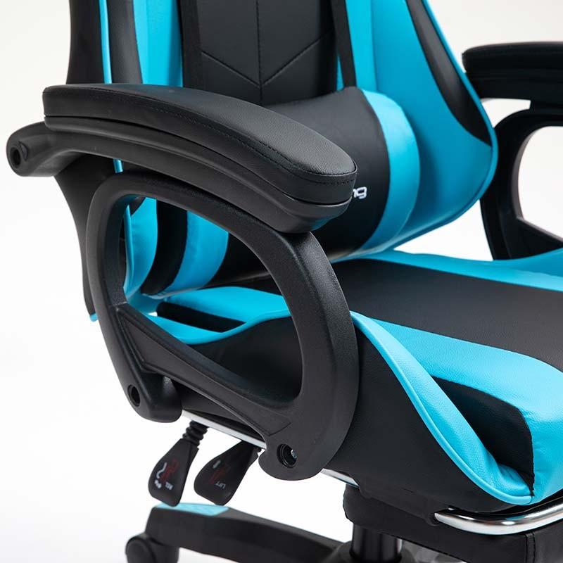 accoudoirs de la Chaise Gaming PowerGaming avec 7 points de massage et Repose-pieds Noir+Bleu