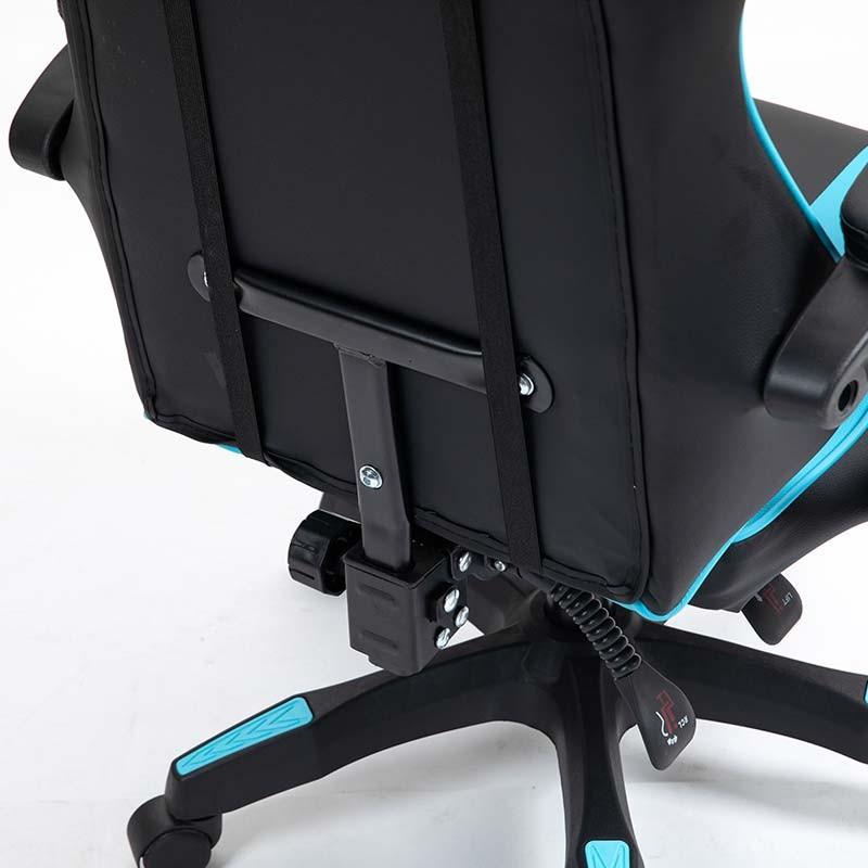 structure de la Chaise Gaming PowerGaming avec 7 points de massage et Repose-pieds Noir+Bleu