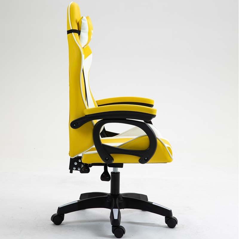 vista lateral de la Silla Gaming PowerGaming Blanco+Amarillo