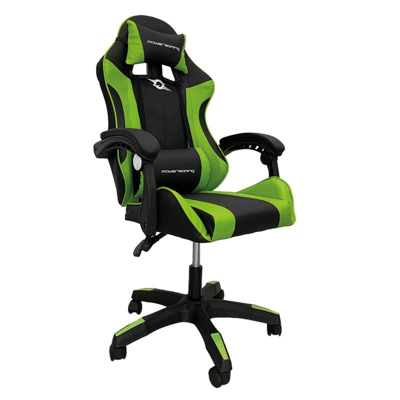 Silla Gaming PowerGaming con Altavoz Bluetooth y Masaje Negro/Verde - Adaptable