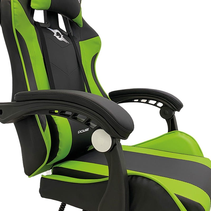 Silla Gaming PowerGaming con Altavoz Bluetooth y Masaje Negro/Verde - Masaje