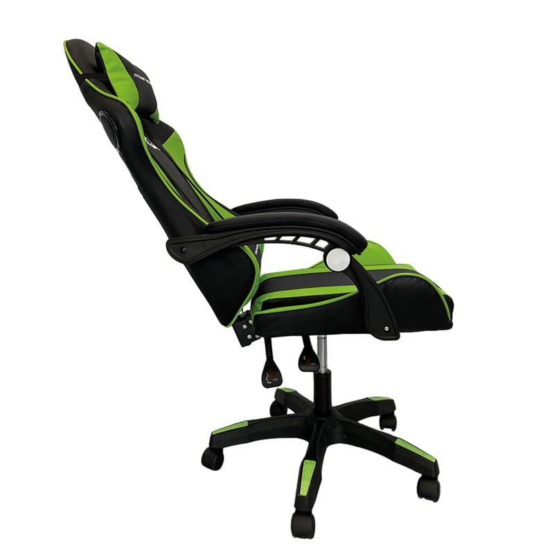 Silla Gaming PowerGaming con Altavoz Bluetooth y Masaje Negro/Verde - Cómodo