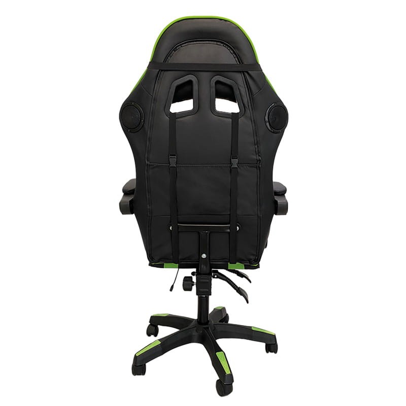 Silla Gaming PowerGaming con Altavoz Bluetooth y Masaje Negro/Verde - Trasera