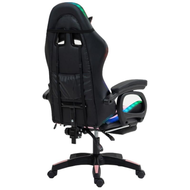PowerGaming LED RGB Silla Reposapiés Negro+Rosa Vista trasera lado derecho