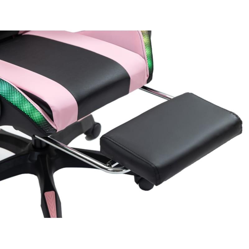 PowerGaming LED RGB Silla Reposapiés Negro+Rosa Vista al detalle del reposapies