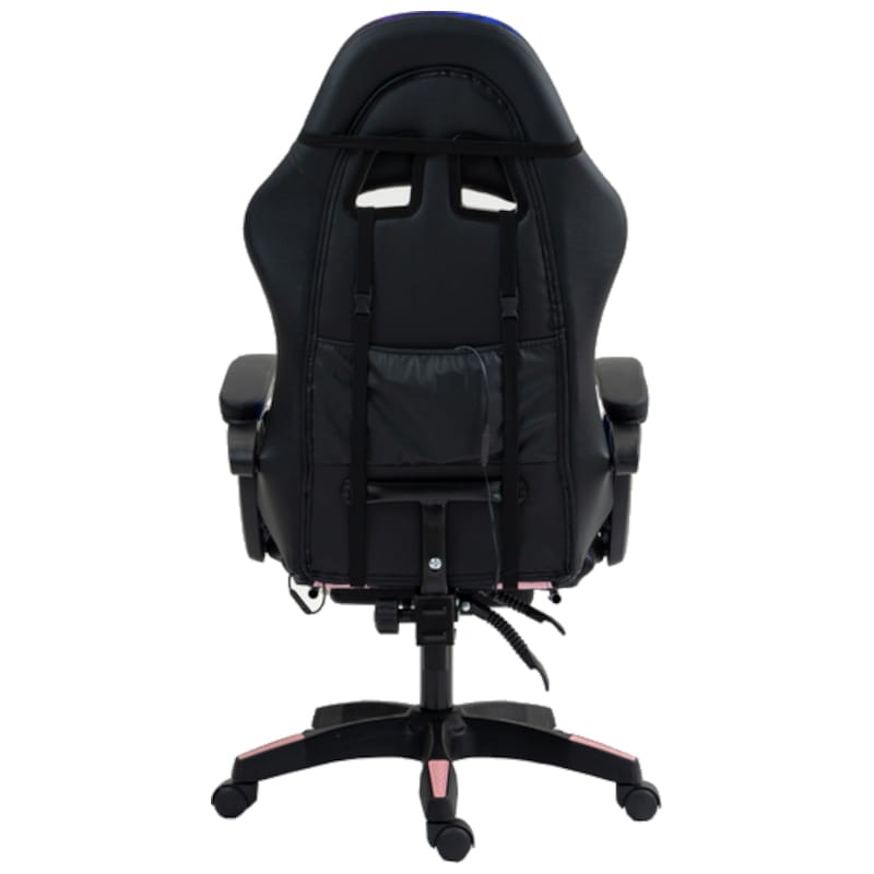 PowerGaming LED RGB Silla Reposapiés Negro+Rosa Vista de la parte trasera