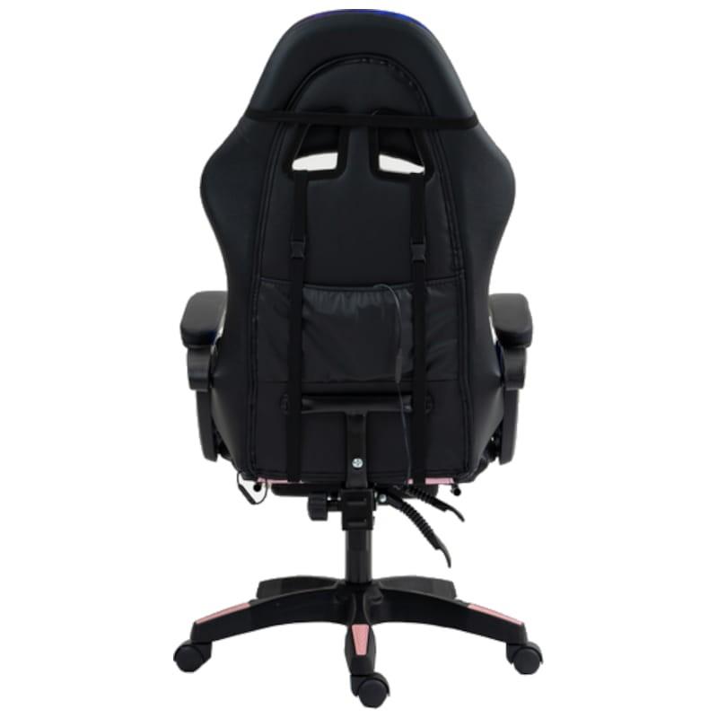 PowerGaming LED RGB Silla Reposapiés Negro+Rosa Vista de la parte trasera