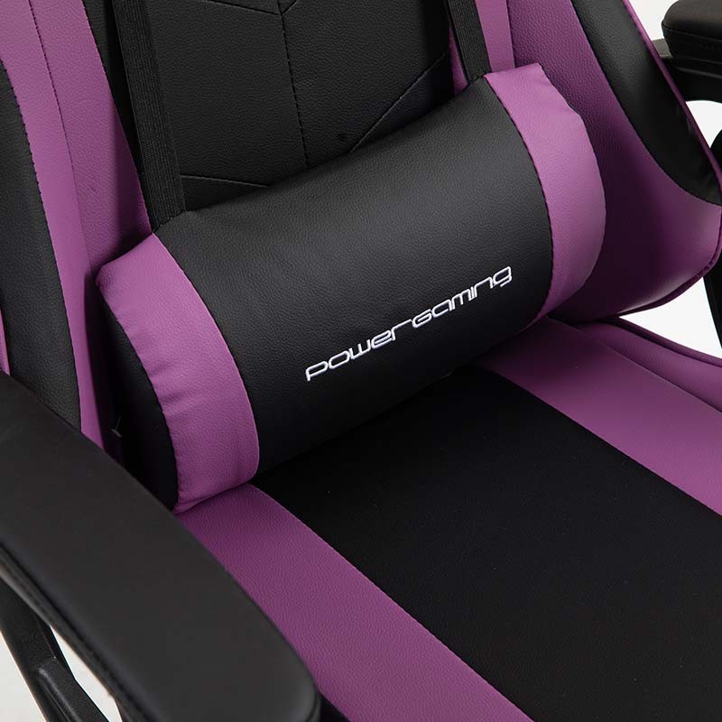 coussin lombaire de la Chaise Gaming PowerGaming avec Haut-parleur Bluetooth et Massage Noir+Lilas