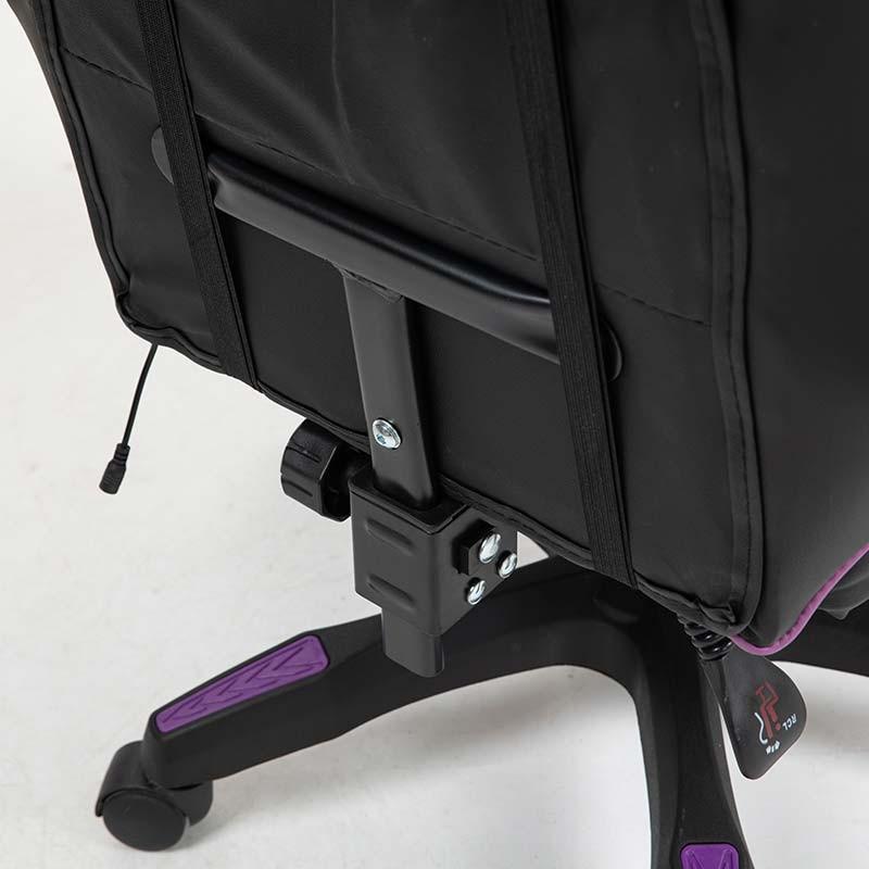 structure de la Chaise Gaming PowerGaming avec Haut-parleur Bluetooth et Massage Noir+Lilas