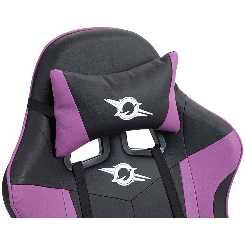 cojín cervical de la Silla Gaming PowerGaming con Reposapiés Negro+Lila