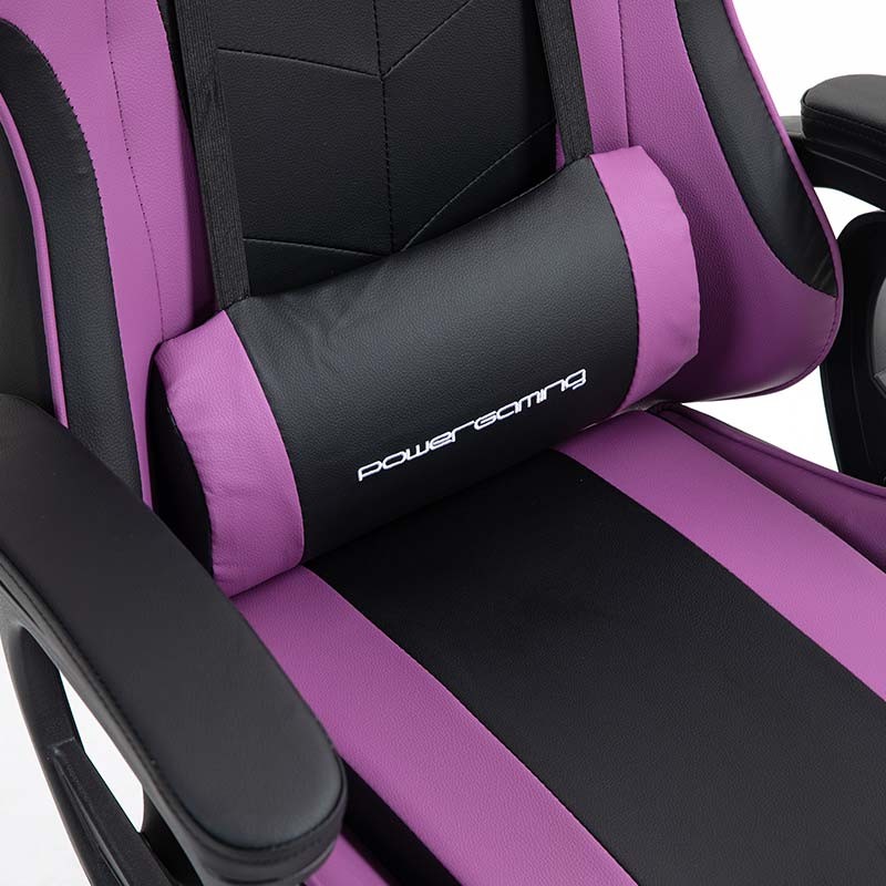 cojín lumbar de la Silla Gaming PowerGaming con Reposapiés Blanco+Lila