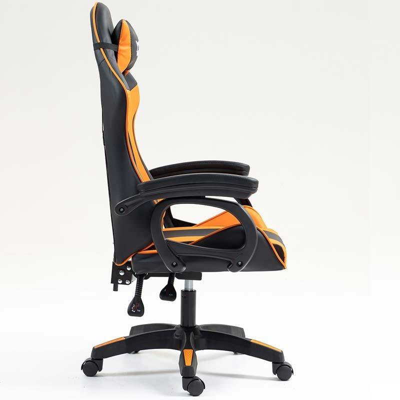 vista lateral da Cadeira Gaming PowerGaming Preto+Laranja