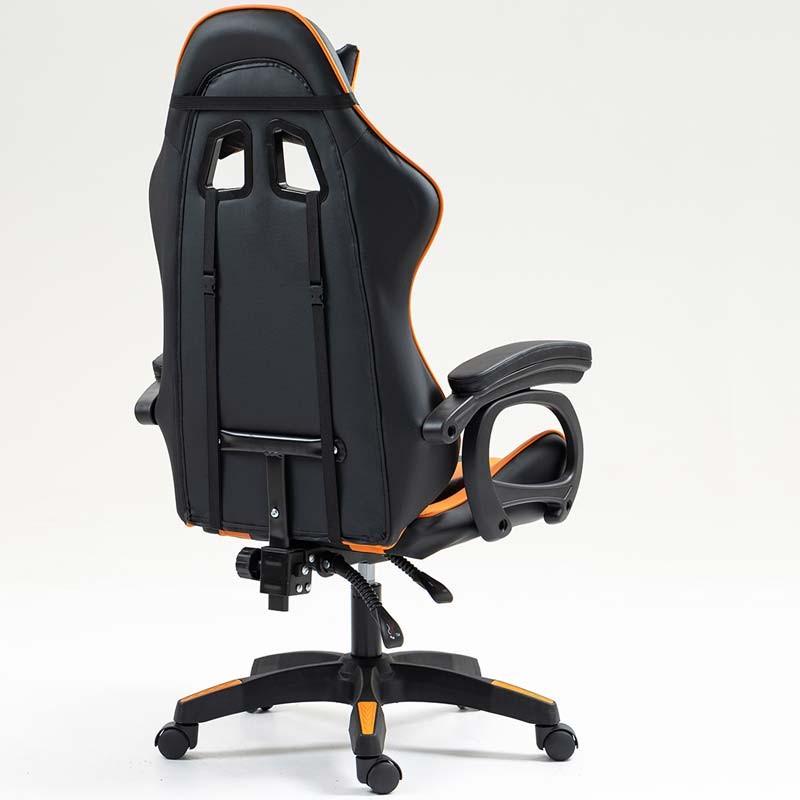 vista traseira e lateral da Cadeira Gaming PowerGaming Preto+Laranja