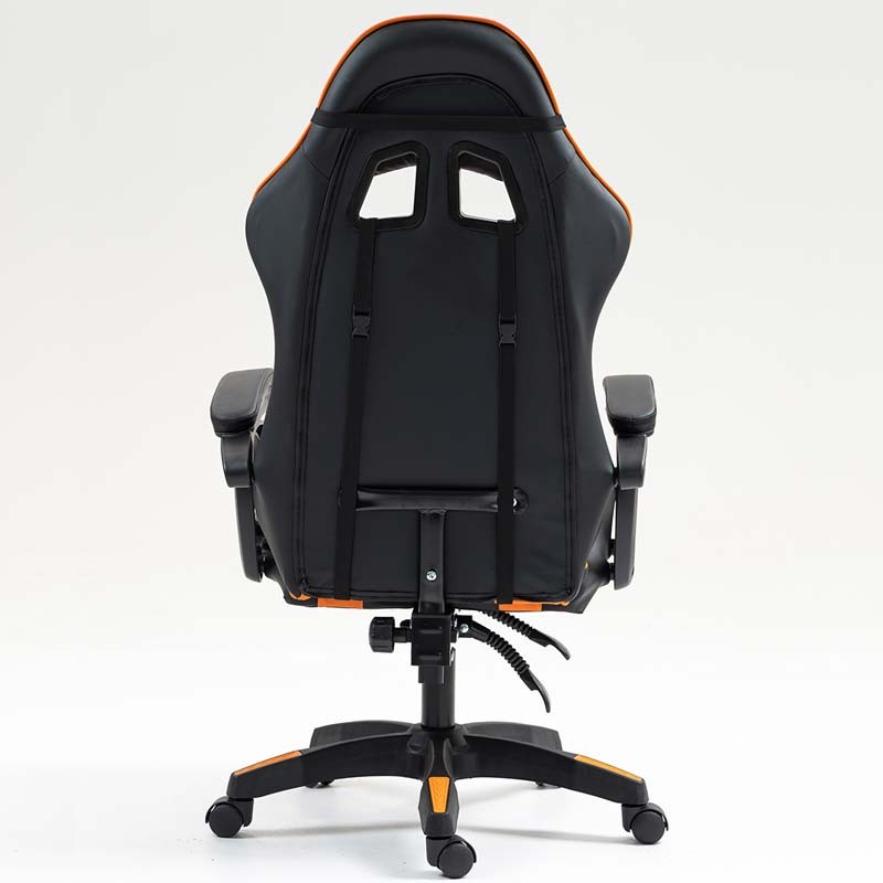 vista traseira da Cadeira Gaming PowerGaming Preto+Laranja