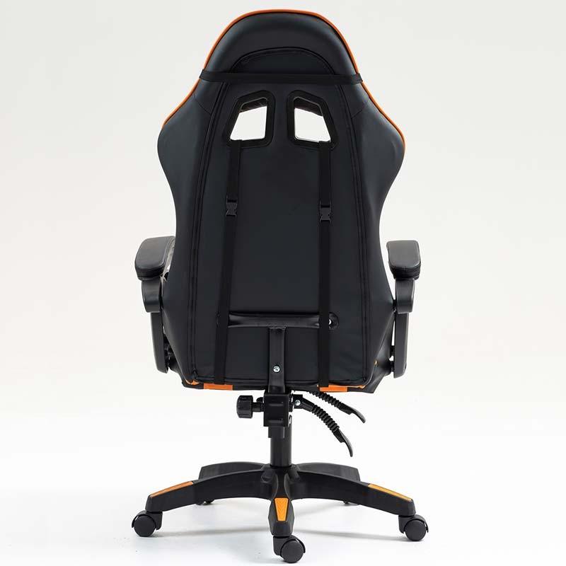 vista traseira da Cadeira Gaming PowerGaming Preto+Laranja