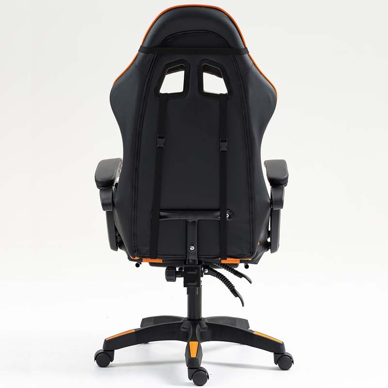 vista trasera de la Silla Gaming PowerGaming con Reposapiés Negro+Naranja