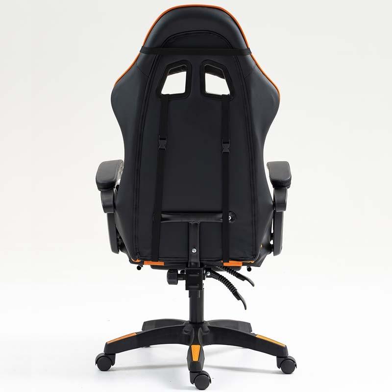 vista trasera de la Silla Gaming PowerGaming con Reposapiés Negro+Naranja