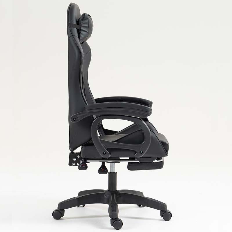 vista lateral de la Silla Gaming PowerGaming con 7 puntos de Masaje y Reposapiés Negro
