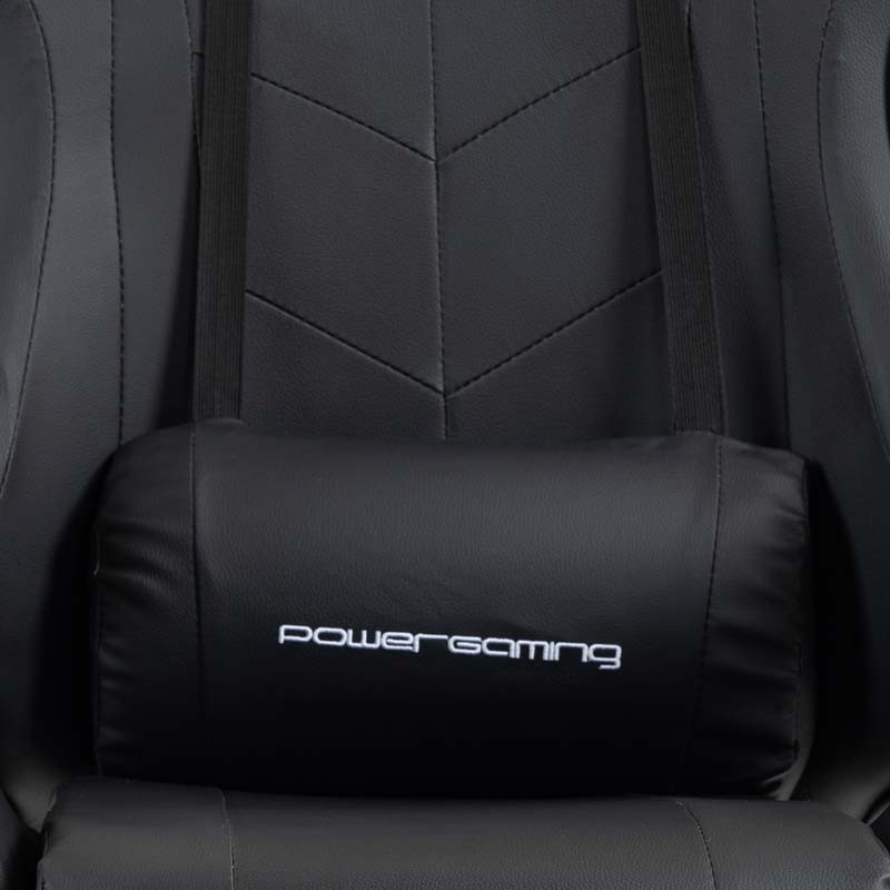cojín lumbar de la Silla Gaming PowerGaming con 7 puntos de Masaje y Reposapiés Negro