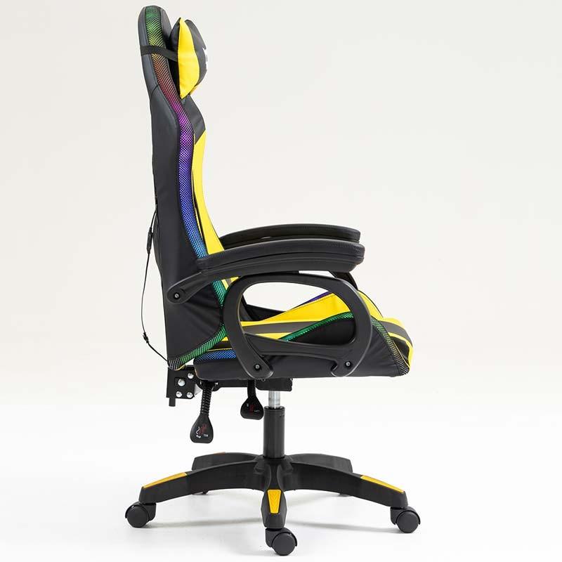 vista lateral de la Silla Gaming PowerGaming LED RGB Negro+Amarillo
