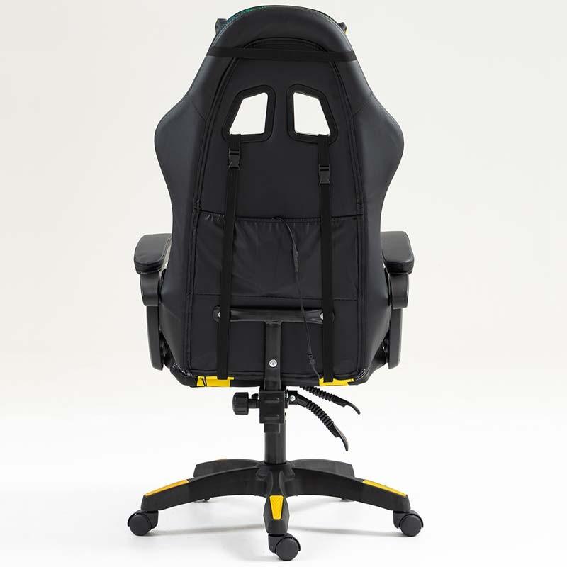 vista trasera de la Silla Gaming PowerGaming LED RGB Negro+Amarillo