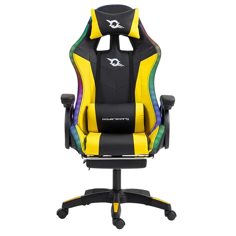 PowerGaming LED RGB Silla Reposapiés Negro+Amarillo