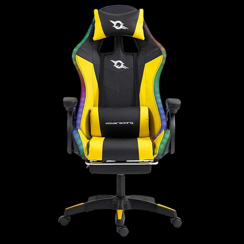 PowerGaming LED RGB Silla Reposapiés Negro+Amarillo
