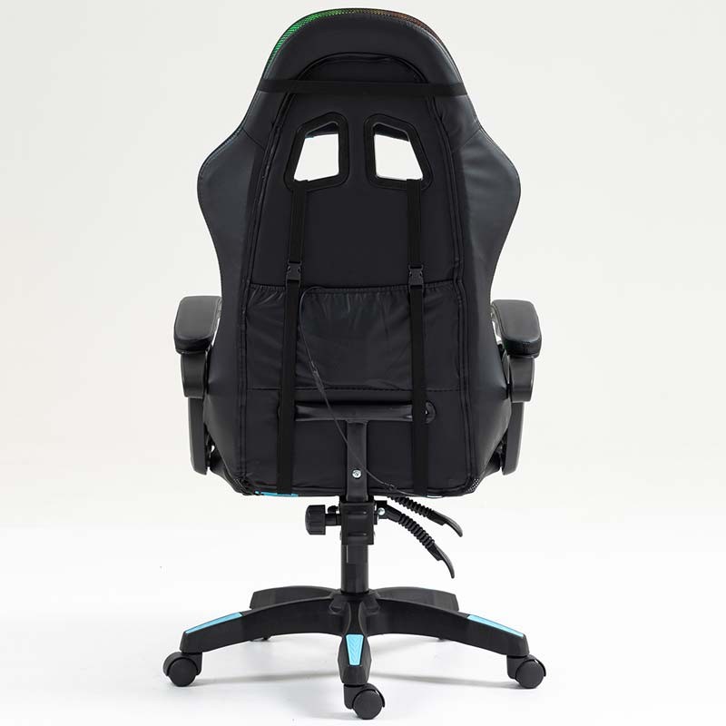 vista trasera de la Silla Gaming PowerGaming LED RGB Negro+Azul